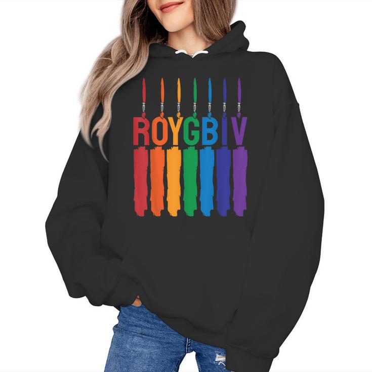 Rainbow Roygbiv Kids Artist Costume Art Teacher Women's Hoodie