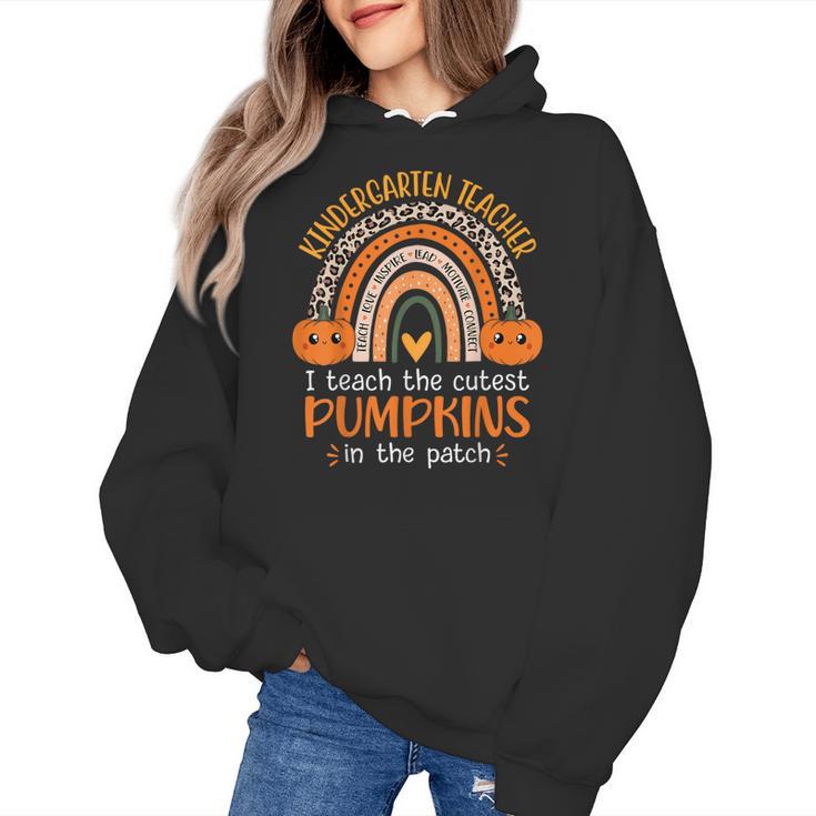 Rainbow I Teach The Cutest Pumpkins Kindergarten Teacher Men Women Women's Hoodie