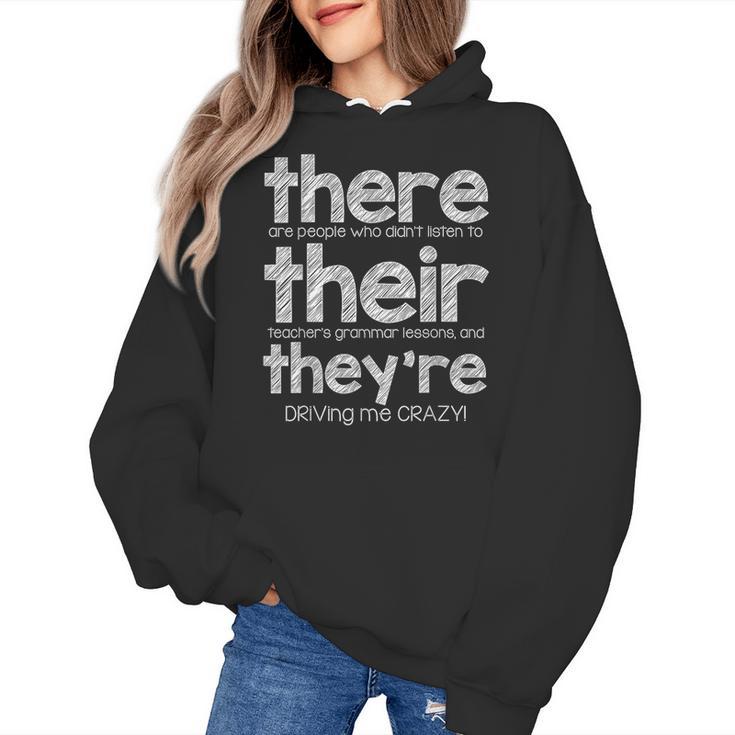 There Their They'Re English Grammar Teacher Humor Women's Hoodie