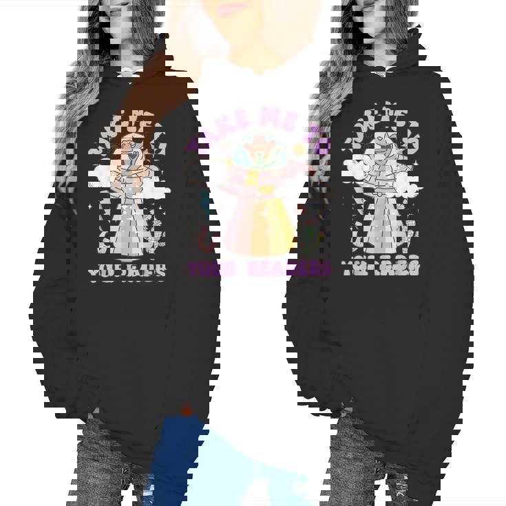 Take Me To Your Readers Alien Teacher Halloween Literacy Women&#x27;s Hoodie