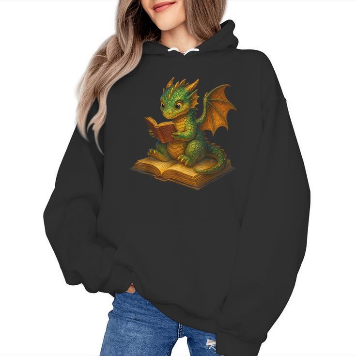 Reading Dragon Shirt For Bookish Teacher Librarian Bookworm Women's Hoodie