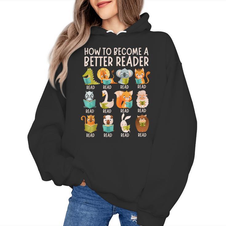 Reading Teacher How To Become a Better Reader Book Lover Fun Women's Hoodie