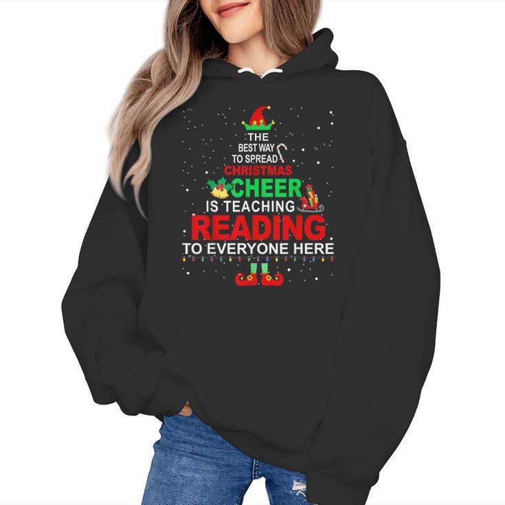 Reading Teacher Christmas Shirt Elf Christmas Cheer For Men Women Women's Hoodie