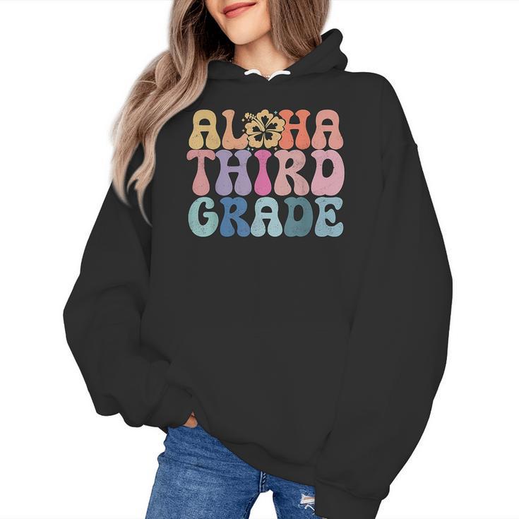 Retro Aloha Third Grade Teacher Summer Vacation Beach Hawaii Women's Hoodie