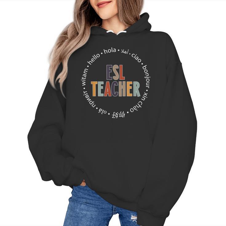 Retro ESL Teacher Teach Multilingual Learners Team Women's Hoodie