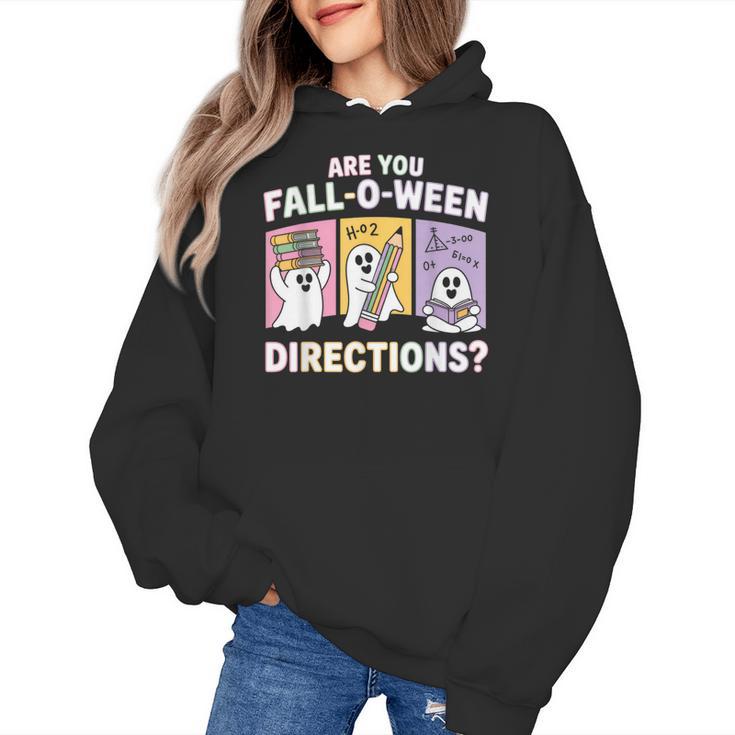 Retro Are You Fall O Ween Directions Teacher Halloween Ghost Women's Hoodie