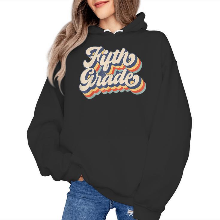 Retro Sunset Fifth Grade Teacher & Student Back To School Women's Hoodie