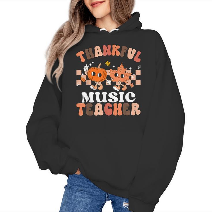 Retro Thankful Music Teacher Pumpkin Fall Thanksgiving Women's Hoodie, trending gift