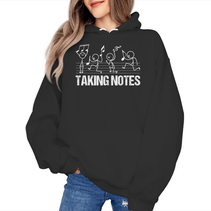 Retro Vintage Musical Taking Notes Teachers Music Love Women's Hoodie