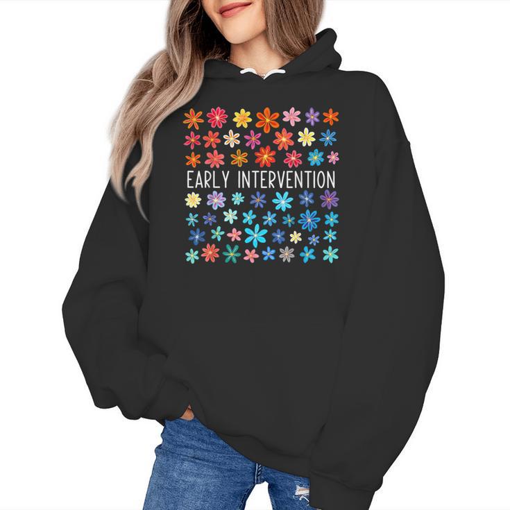 Retro Wildflower Early Intervention Teacher Interventionist Women's Hoodie