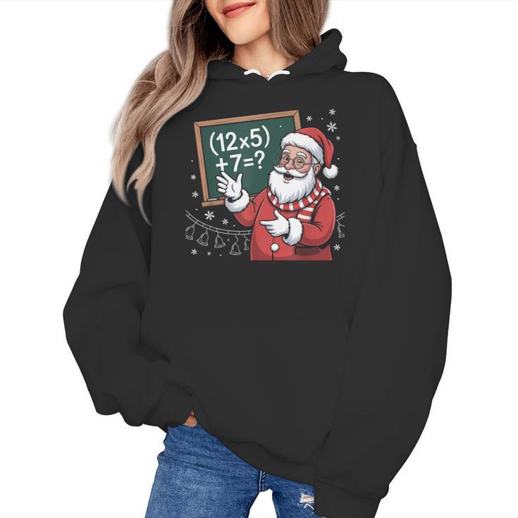 Santa Teacher 67 Math Christmas Xmas Holiday Number 67 Women's Hoodie