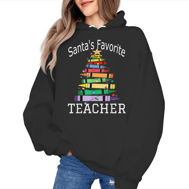 Santa's Favorite Teacher Idea For Christmas Teachers Women's Hoodie