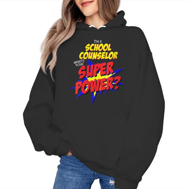 School Counselor Teacher Superhero Superpower Comic Book Women's Hoodie