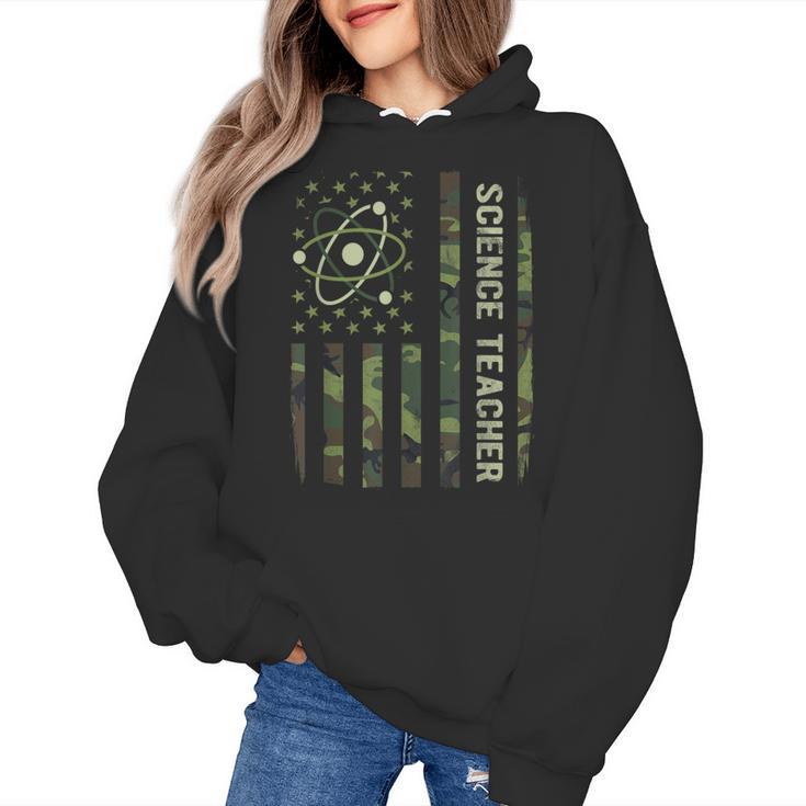 Science Teacher Camo American Flag Back To School Women's Hoodie