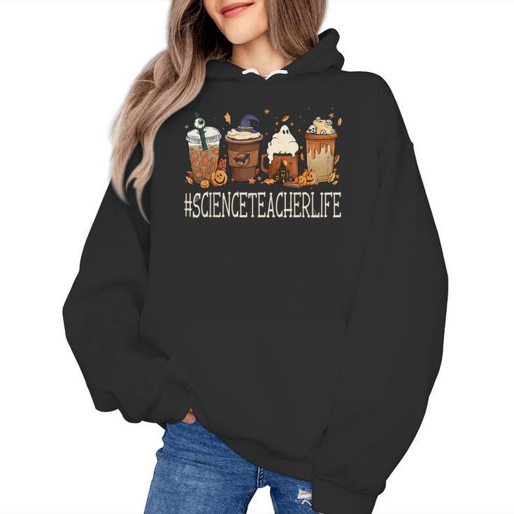 Science Teacher Horror Fall Coffee Halloween Pumpkin Autumn Women's Hoodie
