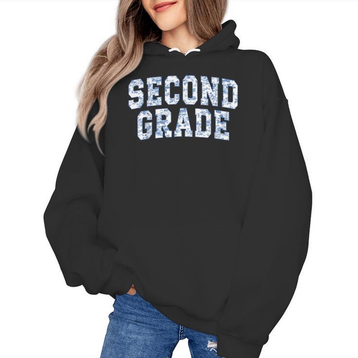 Second Grade Floral Blue Back To School 2nd Grade Teacher Women's Hoodie