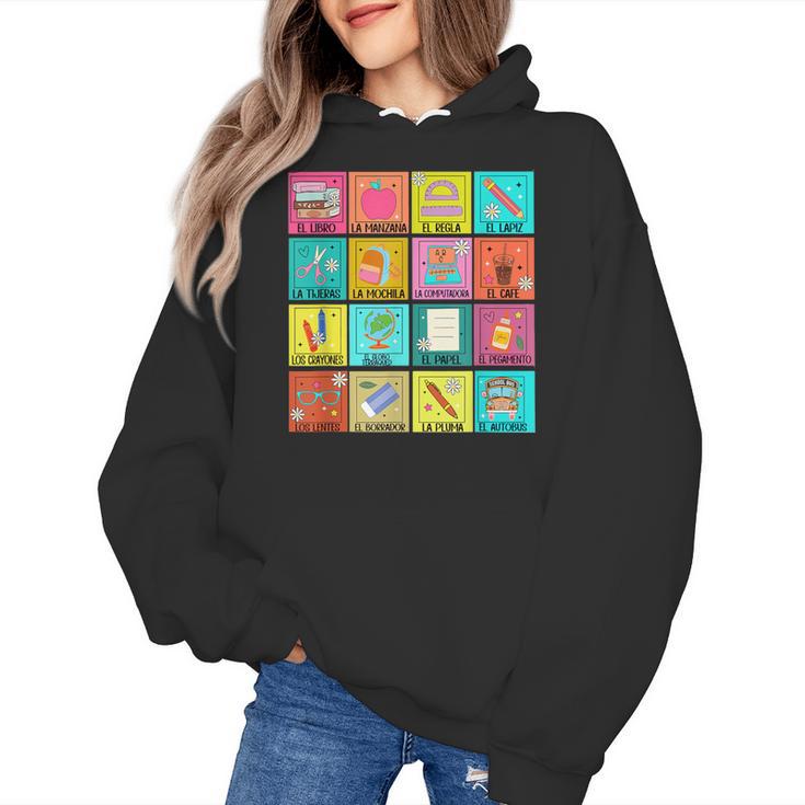 Spanish Teacher Back To School Maestra Dual Language Crew Women's Hoodie