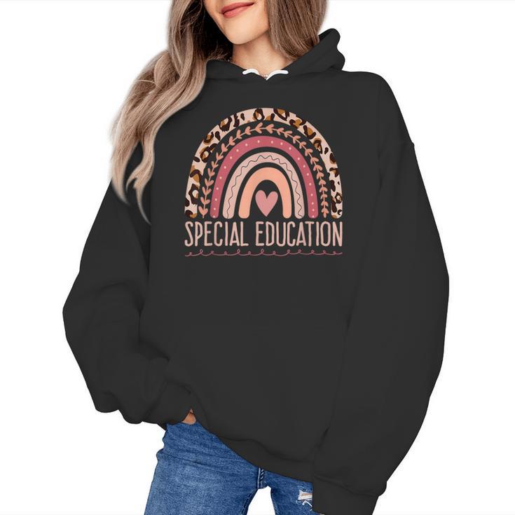 Special Education Shirt Teacher SPED Leopard Boho Rainbow Women's Hoodie