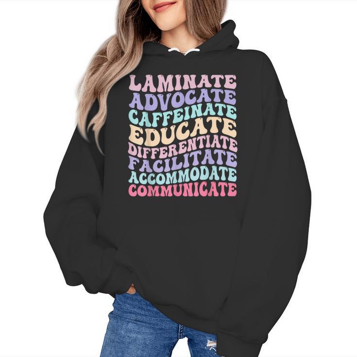 Sped Caffeinate Advocate Laminate Educate Teacher Women's Hoodie