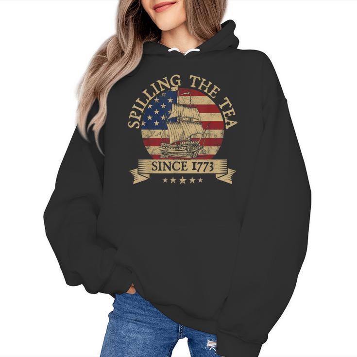 Spilling The Tea Since 1773 Vintage Us History Teacher Women's Hoodie