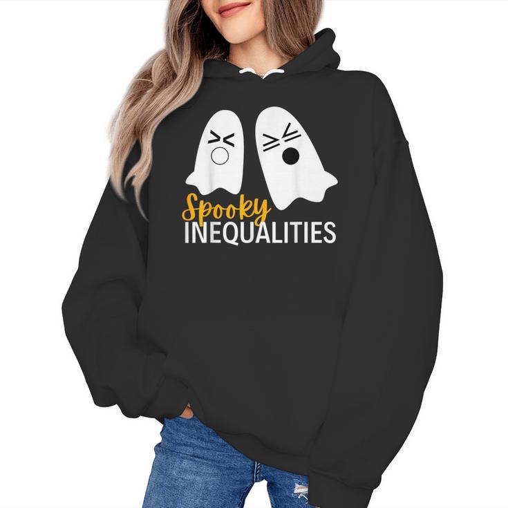 Spooky Ghost Inequalities Halloween Math Teacher Women's Hoodie