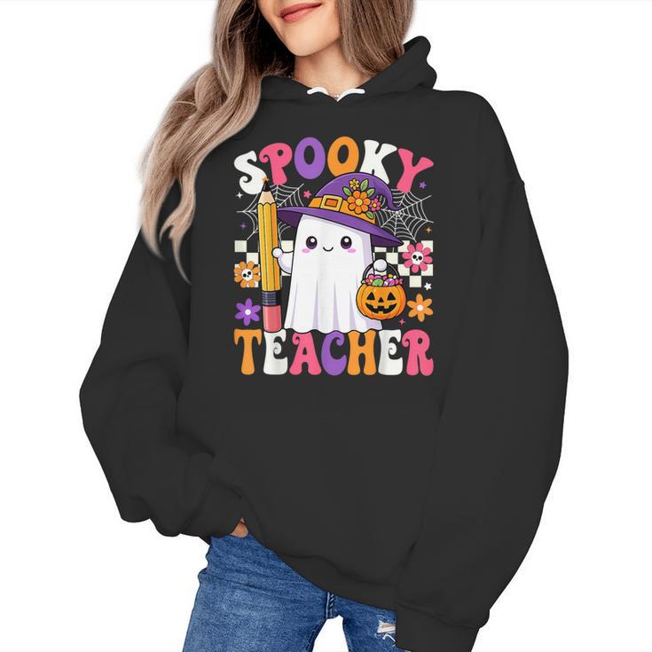 Spooky Teacher Ghost Pencil Teach Halloween Teacher Women's Hoodie