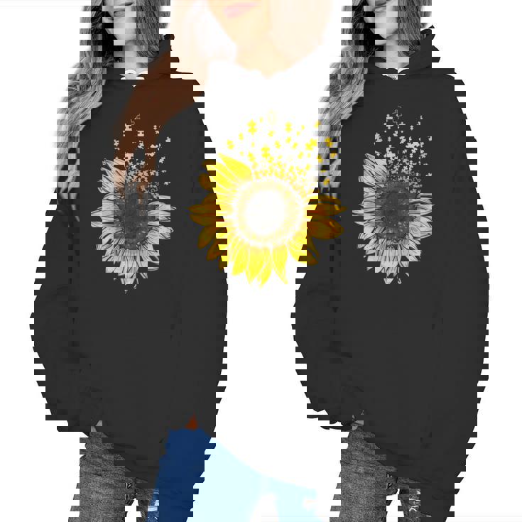 Sunflower Puzzle Pieces Autism Awareness For Mom Teacher For Women Women&#x27;s Hoodie