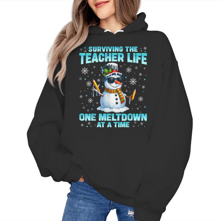 Surviving The Teacher Life Pjs Pajamas Christmas Xmas Teache Women's Hoodie