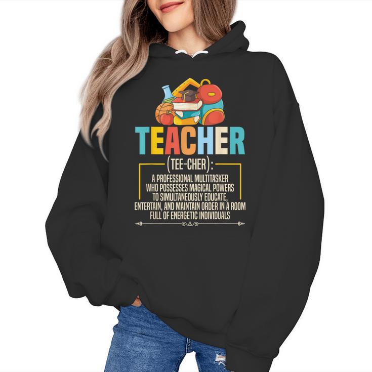 Teacher Definition Teaching School Teacher Men Women Women's Hoodie