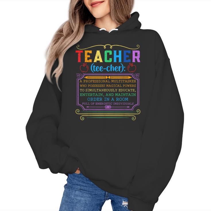 Teacher Definition Teaching School Teacher Women's Hoodie