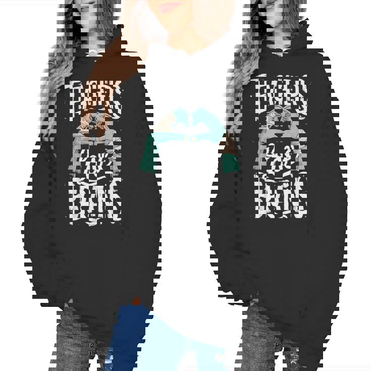 Teacher Halloween Shirt Women Men Teachers Love Brains Women&#x27;s Hoodie