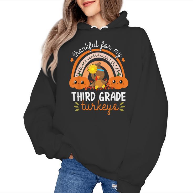 Teacher Thanksgiving Thankful For My Third Grade Turkeys Women's Hoodie