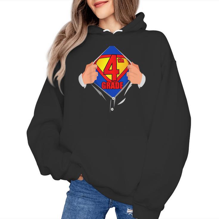 Teachers Are Superheroes 4th Grade Super Teacher Staff Men Women Women's Hoodie