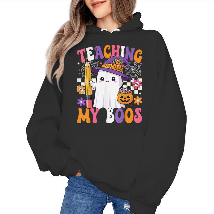 Teaching My Boos Ghost Teacher Cute Pencil Halloween Teacher Women's Hoodie