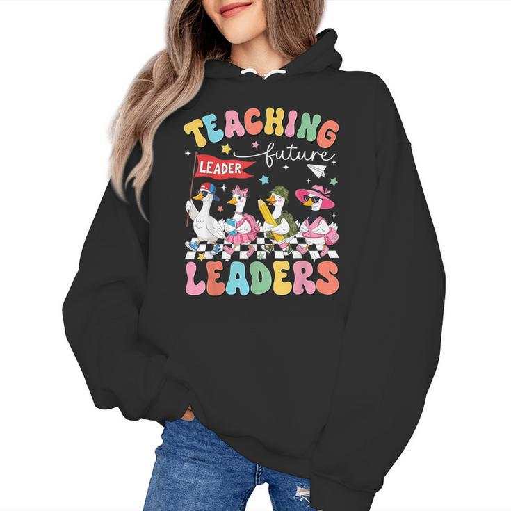 Teaching Future Leaders Groovy Teacher Back To School Women's Hoodie