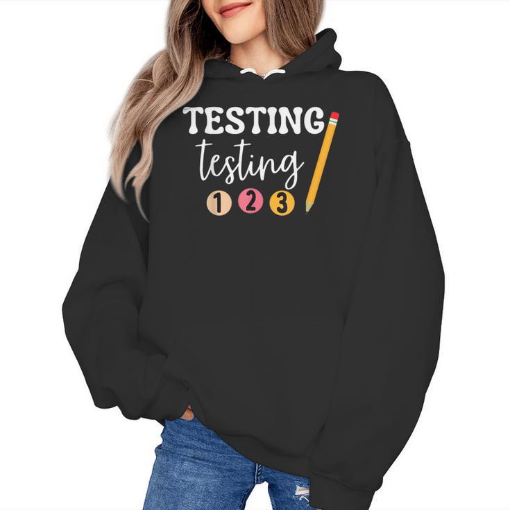 Testing Testing 123 Cute Math Teacher Student Test Day Men Women Girls Kids Women's Hoodie
