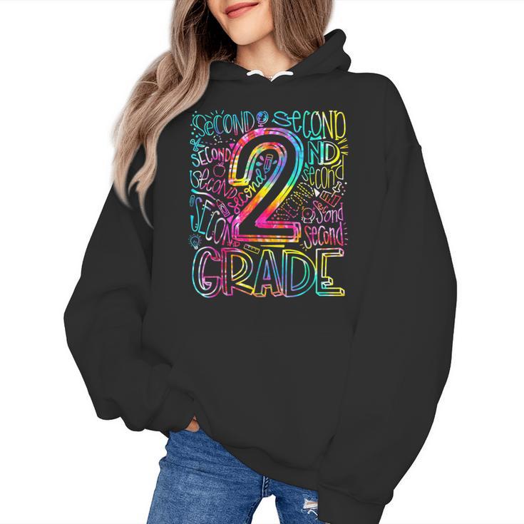 Tie Dye 2nd Grade Typography Team Second Grade Teacher Women's Hoodie