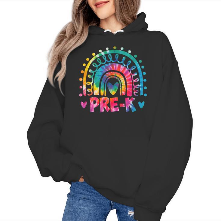 Tie Dye Prek Teacher Rainbow Preschool Back To School Girl Women's Hoodie