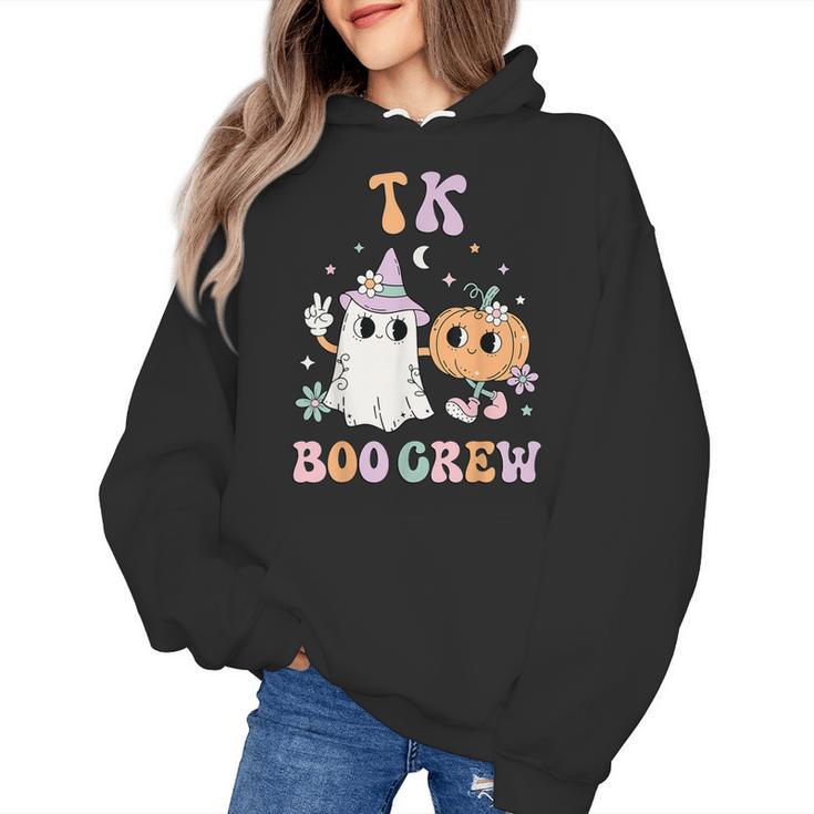TK Boo Crew Retro Groovy Halloween Floral Ghost TK Teacher Men Women Kids Women's Hoodie