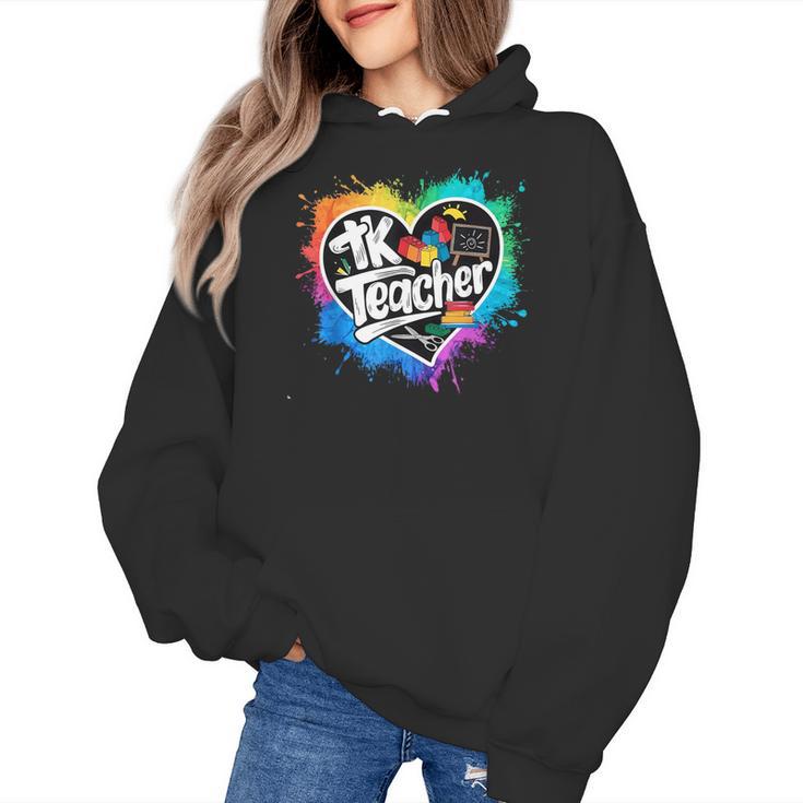 TK Teacher Transitional Kindergarten Heart Back To School Women's Hoodie