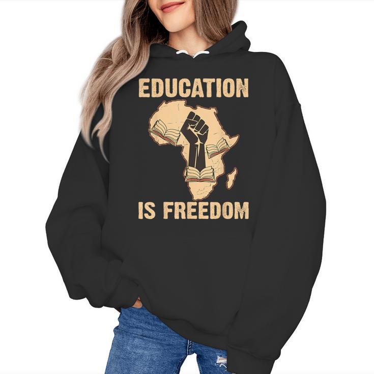 History Education Is Freedom African Map Black Teacher Women's Hoodie