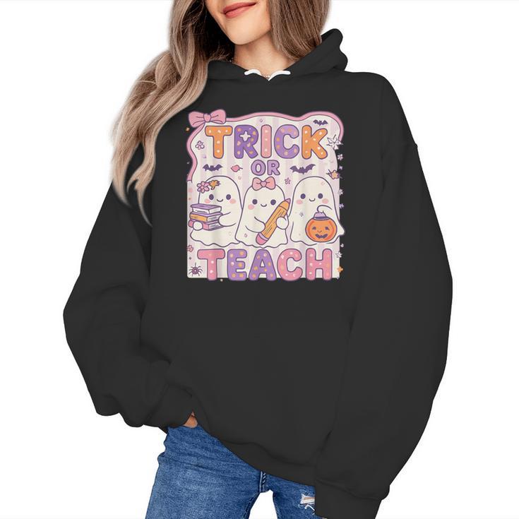 Trick Or Teach Retro Halloween Teacher Look Women's Hoodie