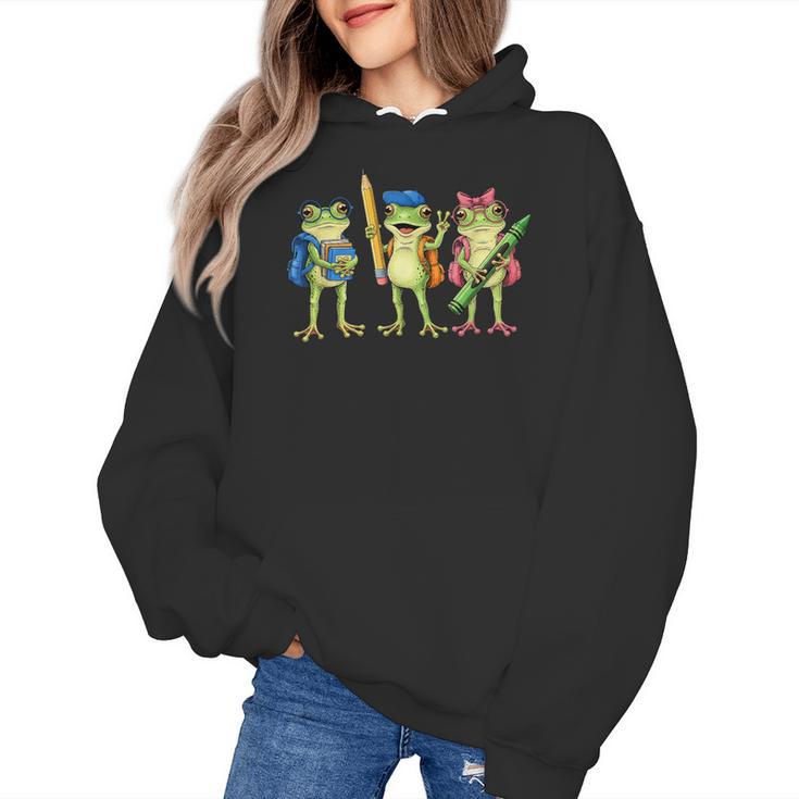 Trio Cute Frogs Welcome Back To School Teachers Girls Boys Women's Hoodie