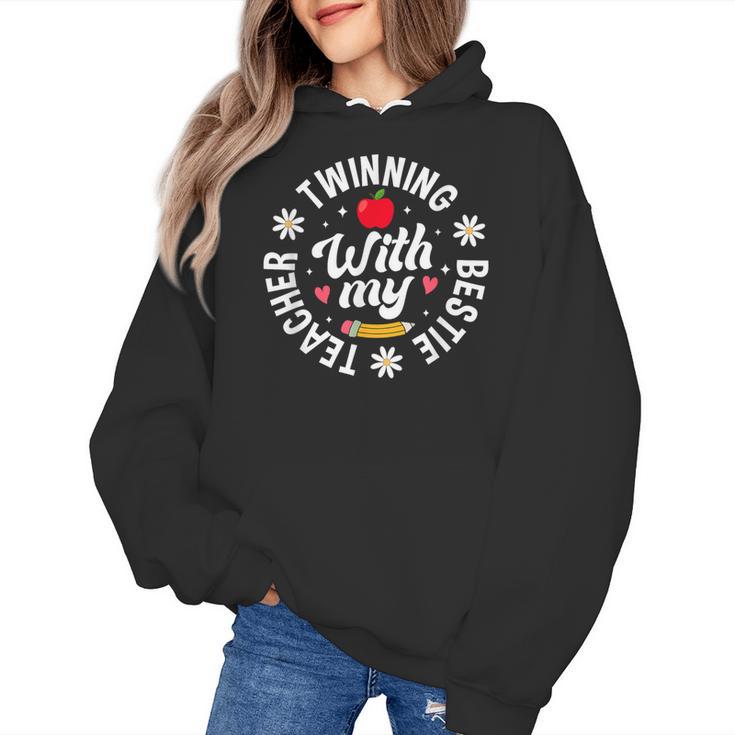 Twin Day Teacher Twinning With My Bestie Matching For Men Women Women's Hoodie