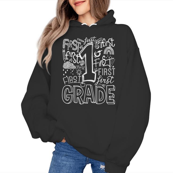 Typography 1st Grade Team Student Teacher Women's Hoodie