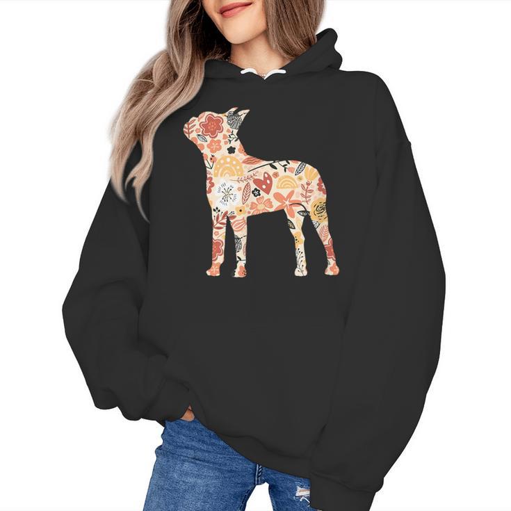 Vintage Floral Boston Terrier For Dog Lover Women's Hoodie
