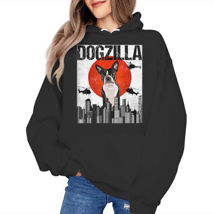 Vintage Japanese Dogzilla Boston Terrier Women's Hoodie, trending gift