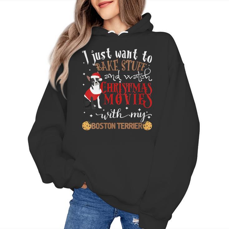 Watch Christmas Movies With My Boston Terrier Bostie Women's Hoodie