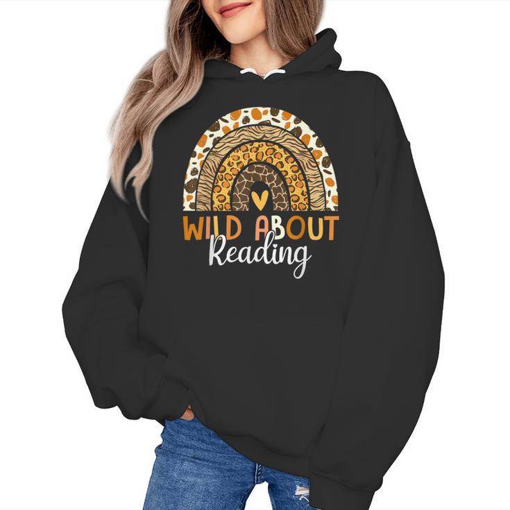 Wild About Reading Teacher Back To School Leopard Rainbow Women's Hoodie