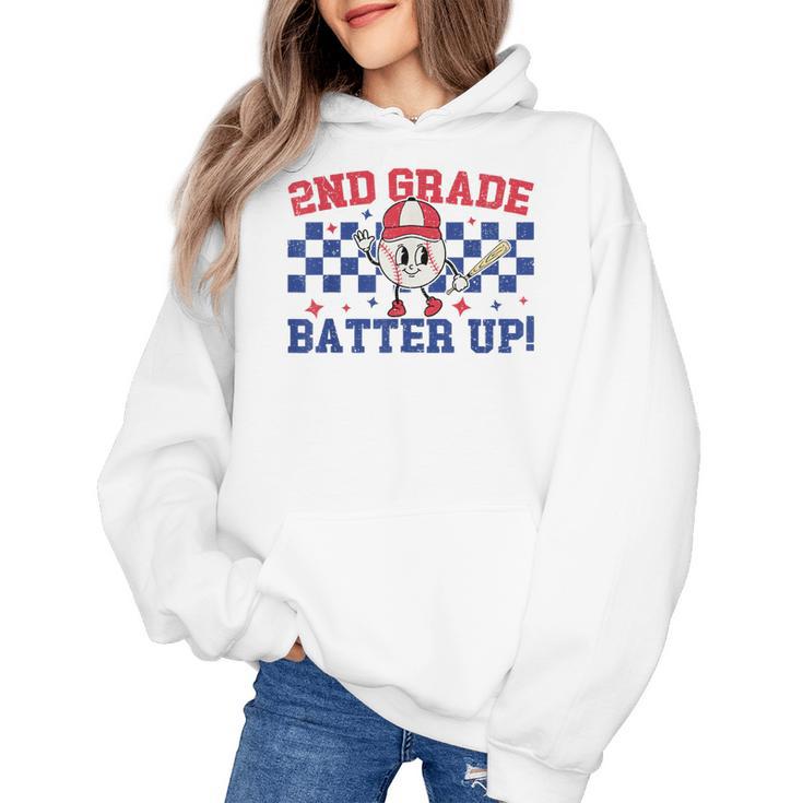 2nd Grade Batter Up Back To School Baseball Teacher Kids Women's Hoodie